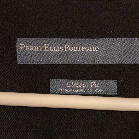 Perry Ellis Portfolio Black Button Down Long Sleeve Shirt - Picture 2 of 5